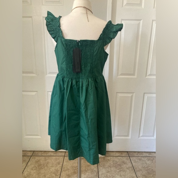 ALANDWELL-Women's Elegant Square Neck Lantern Sleeve A-Line Mini Dress - Picture 7 of 10